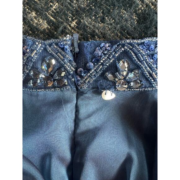 Sherri Hill 2 Piece Chiffon Skirt/Embellished Top Blue Size 6 Style 51296 Formal - Picture 10 of 15